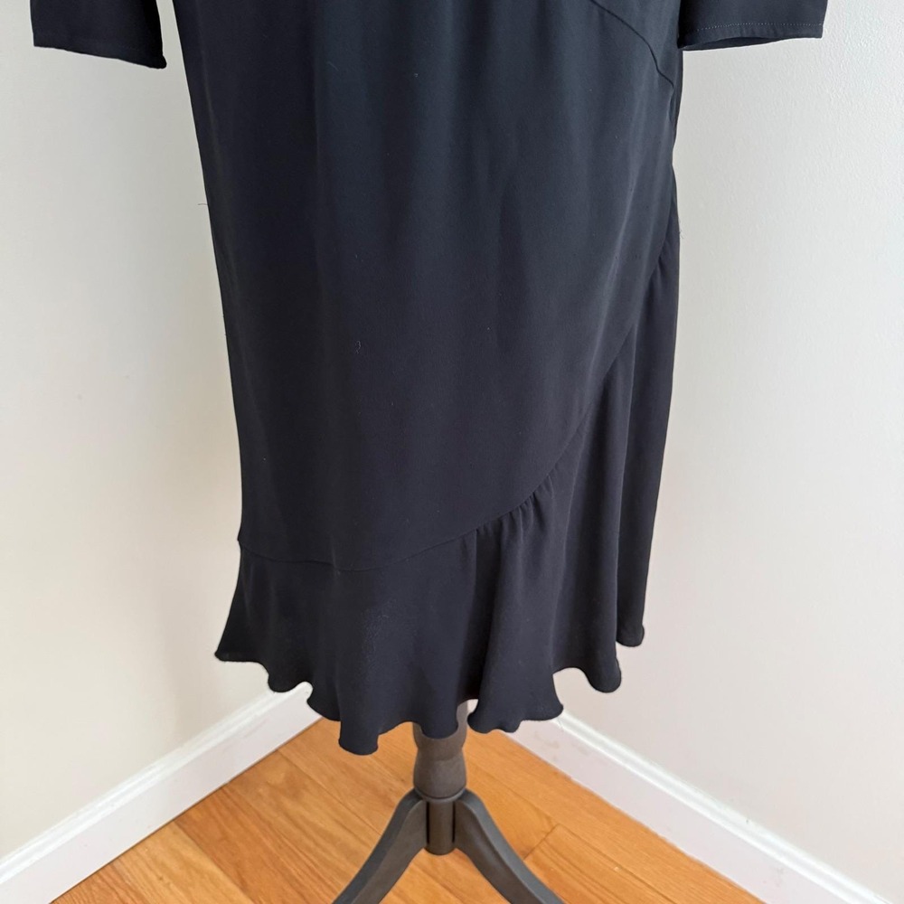 Vtg Valentino Boutique Black Silk Dress Made in Italy Sz10 Asymmetrical flatters - Picture 4 of 16